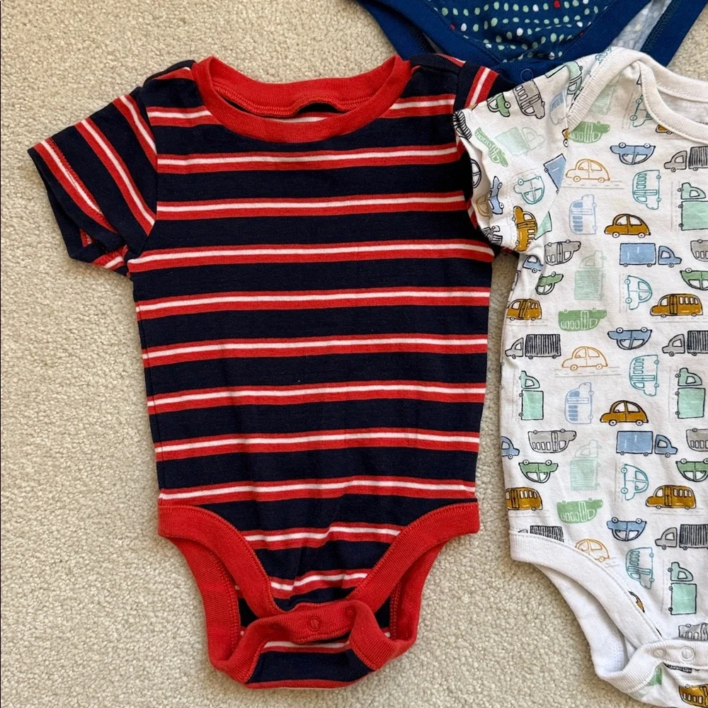 Gymboree & Old Navy Blue, Gray, and Red Bodysuits - set of 6